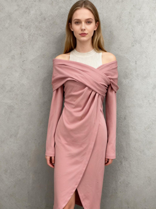 SHEIN Women's Dark Pink Long Sleeve Maxi Dress – Size XS