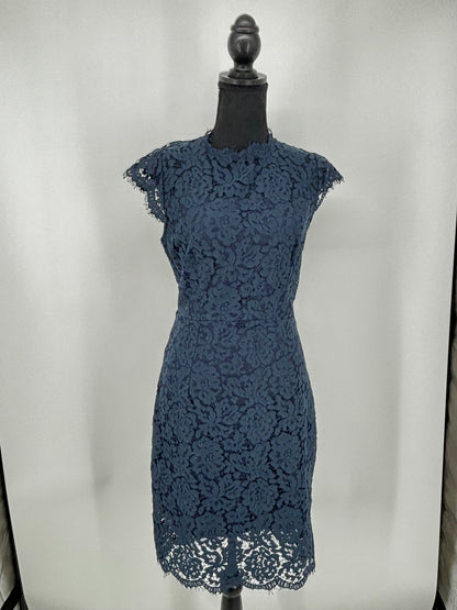 Merokeety Women's Dark Blue Lace Print Dress – Size S