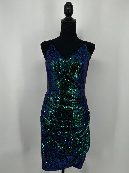 Women's Teal Fitted Sequin Dress – Size M