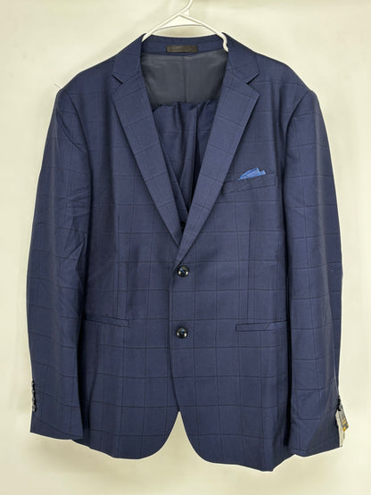 Men’s Blue Checkered Textured Blazer – Size L