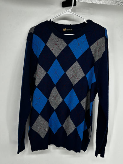 KALLSPIN Men’s Blue Plaid Knit Sweater – Size L