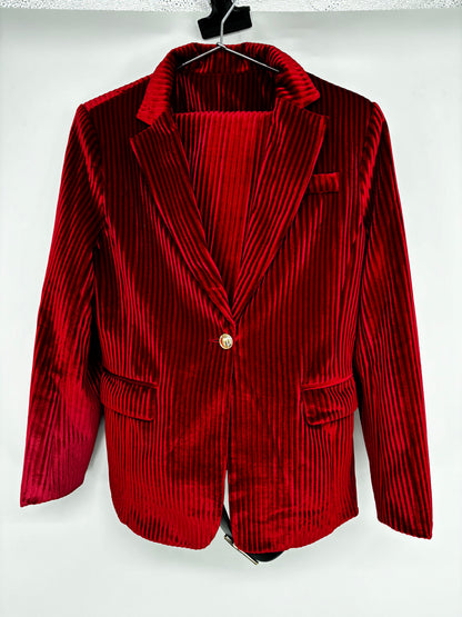 Men’s Red Ribbed Blazer – Size S