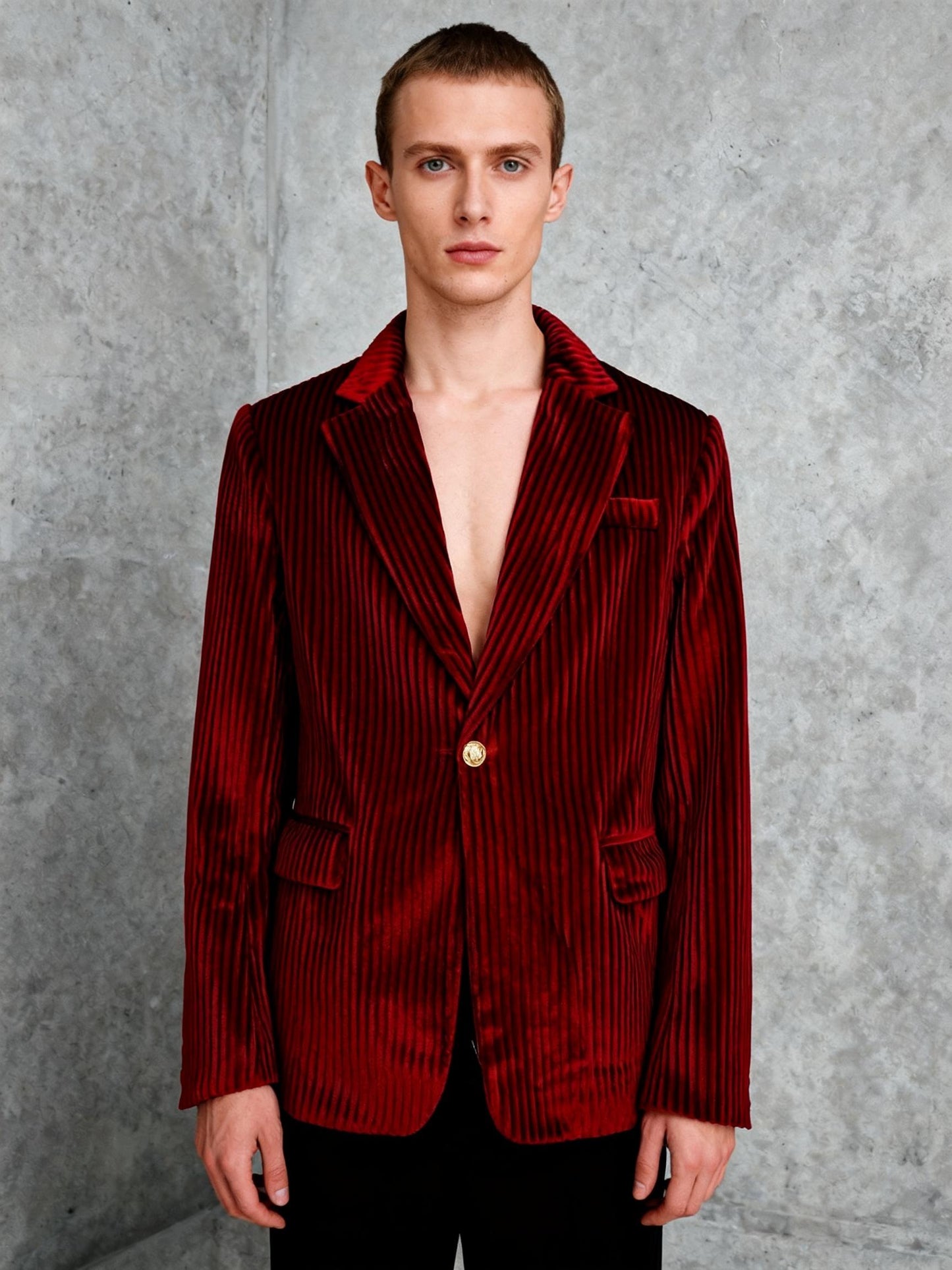 Men’s Red Ribbed Blazer – Size S