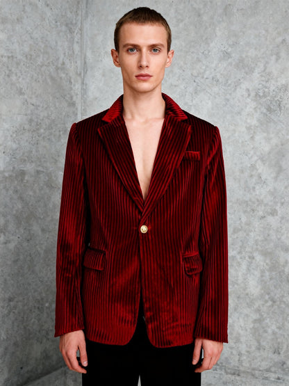 Men’s Red Ribbed Blazer – Size S