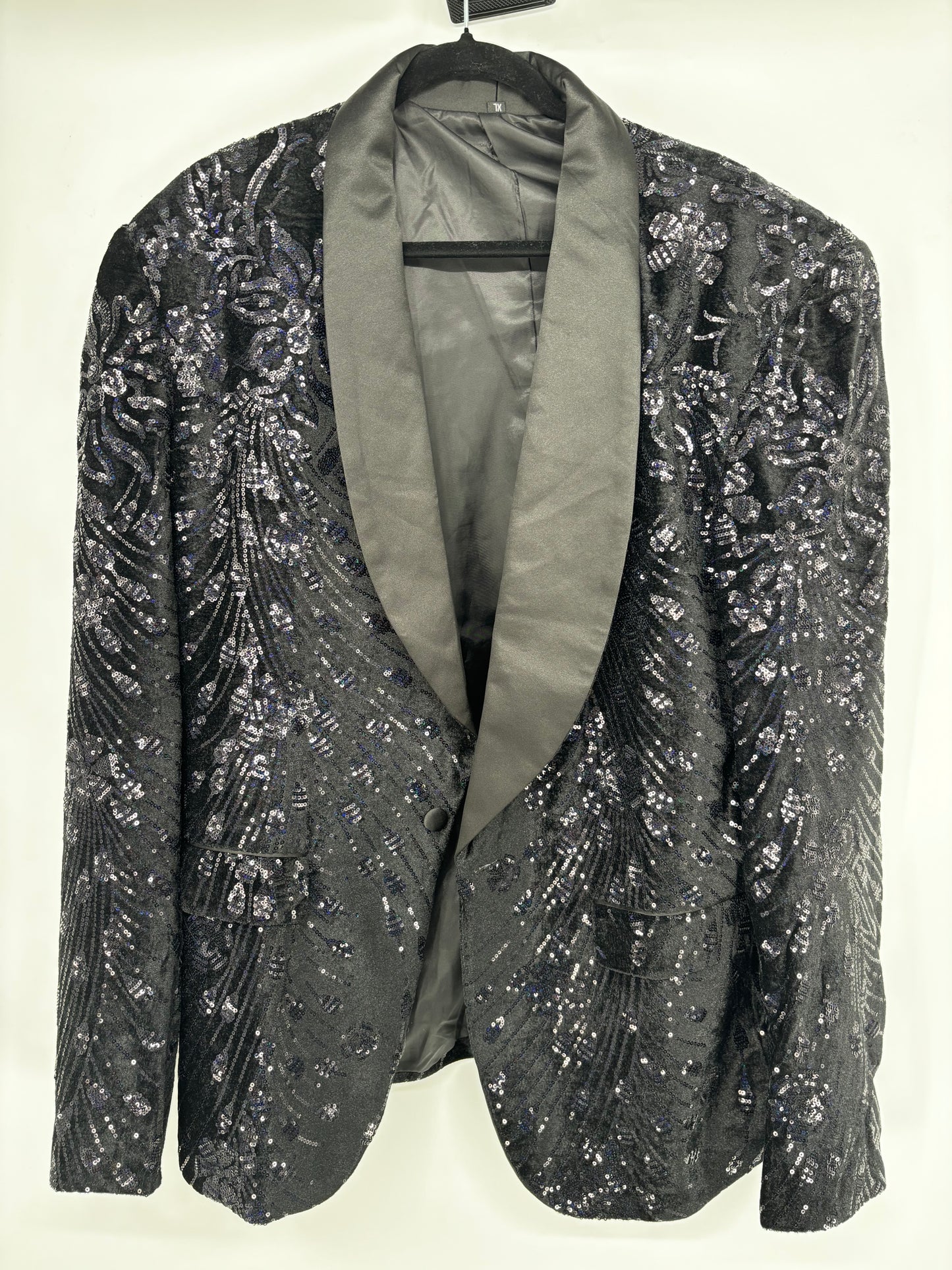 Men’s Black Sequin Blazer – Size XL