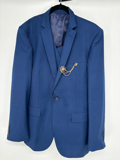 Men’s Blue Blazer with Metal Details – Size L