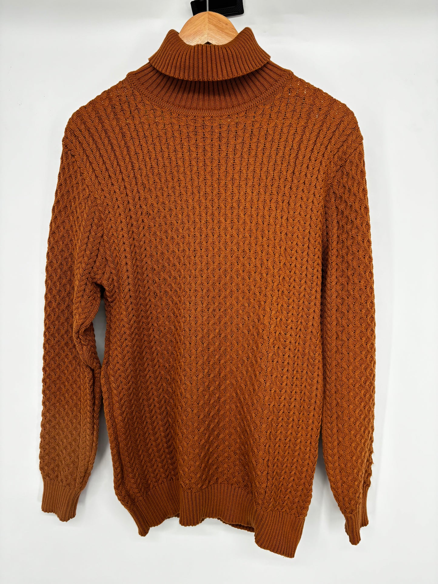 COOFANDY Men’s Brown Turtleneck Sweater – Size M