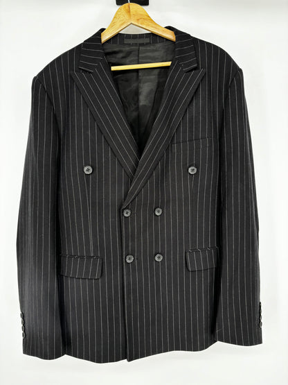 Men’s Black Pinstripe Blazer – Size L