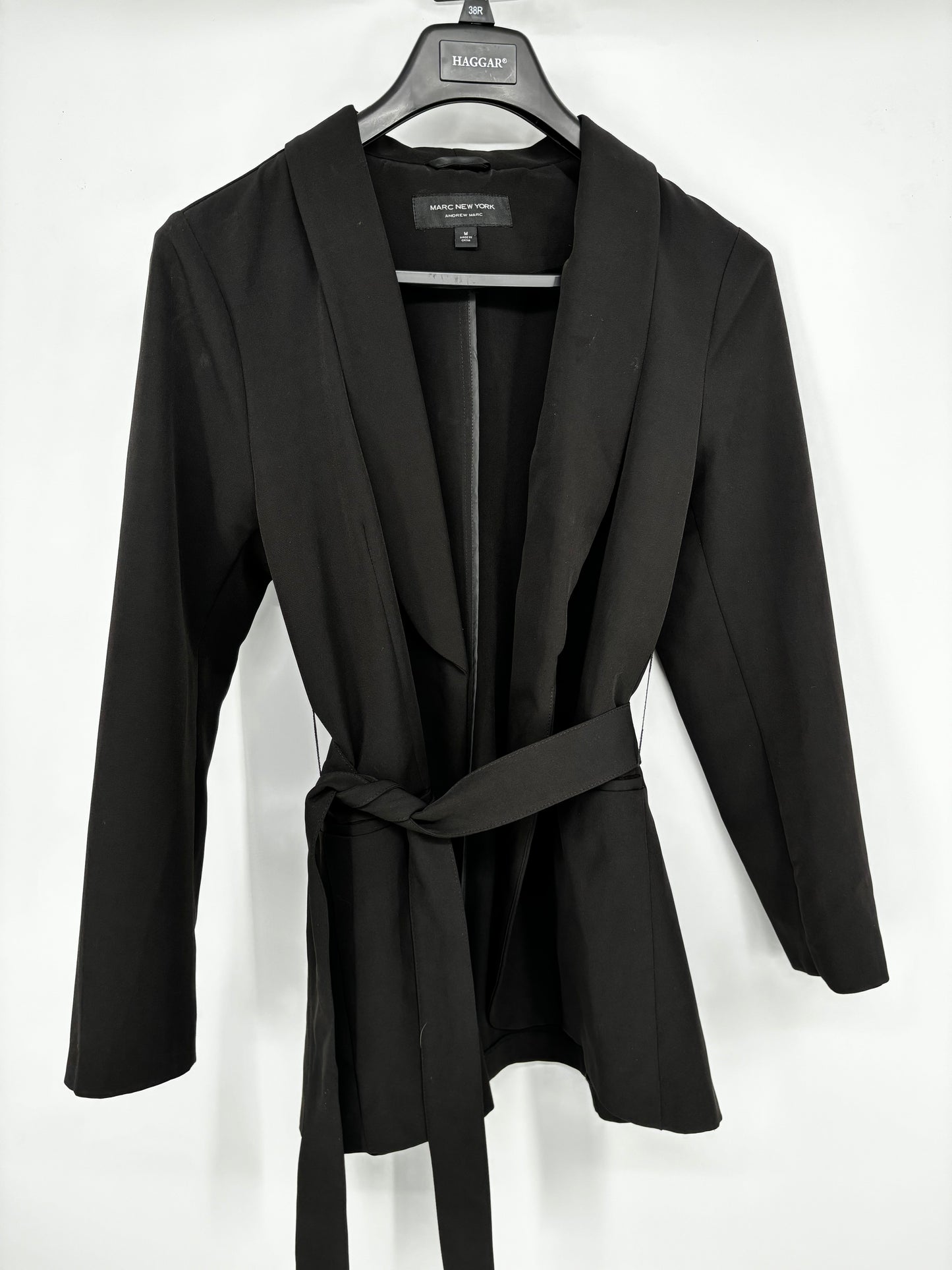 Women’s Black Short Coat with Belt – Size M