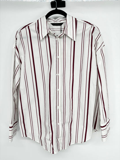 Men’s White Pinstripe Dress Shirt – Size S