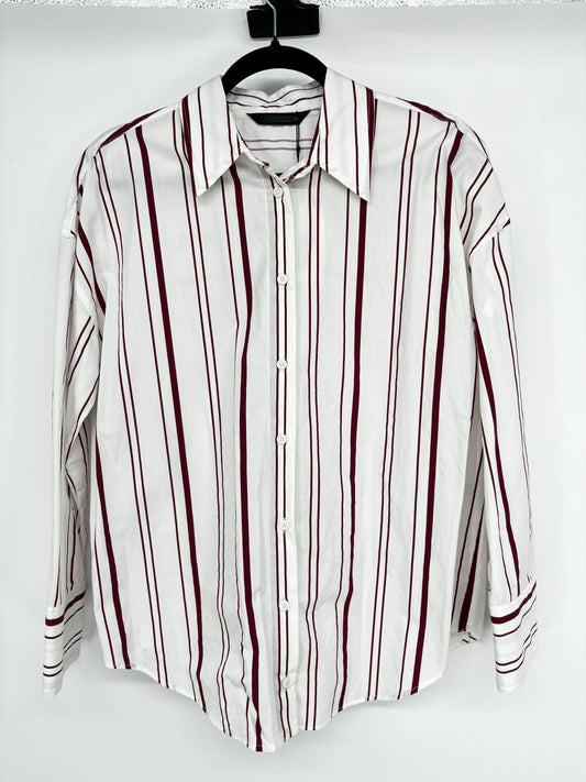 Men’s White Pinstripe Dress Shirt – Size S