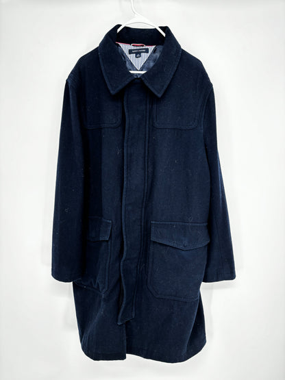 Men’s Blue Long Overcoat – Size L