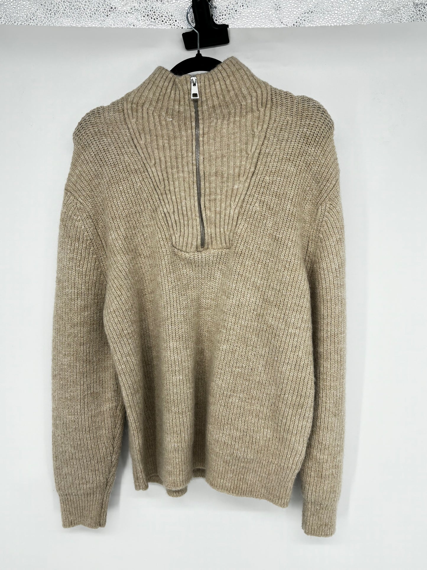 Men’s Light Brown Zip-Up Sweater – Size L