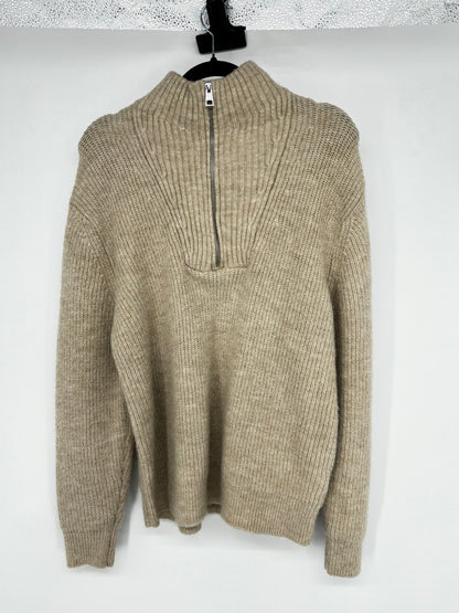 Men’s Light Brown Zip-Up Sweater – Size L