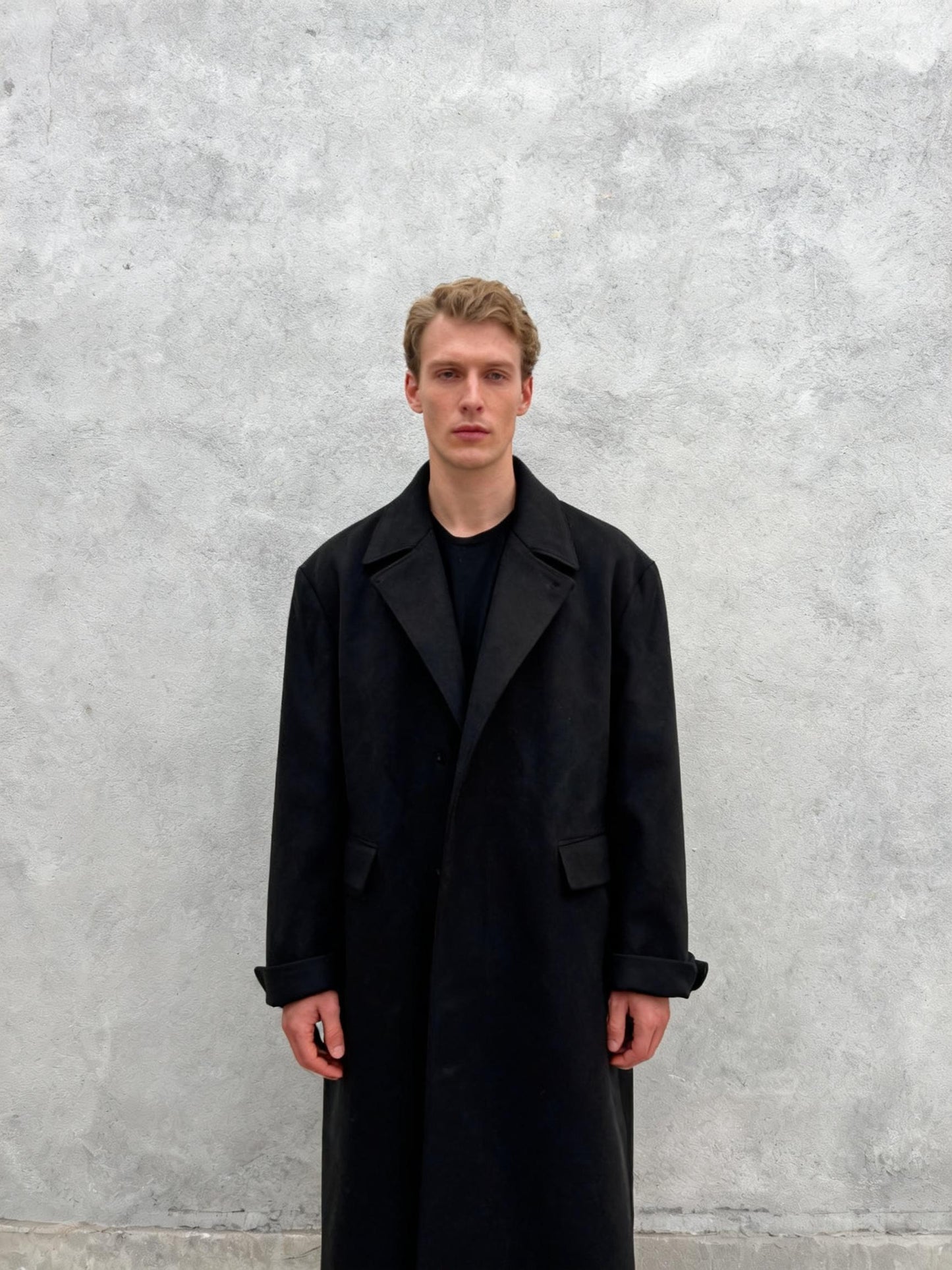 Men’s Black Overcoat – Size XL