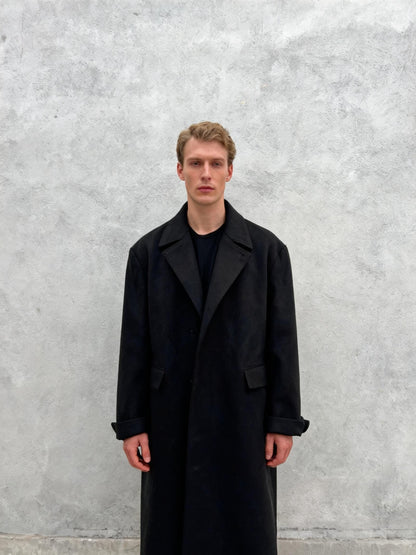 Men’s Black Overcoat – Size XL