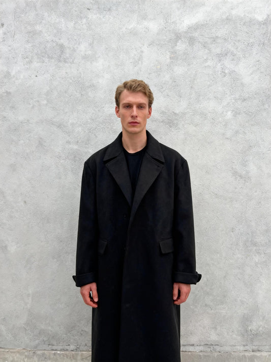 Men’s Black Overcoat – Size XL