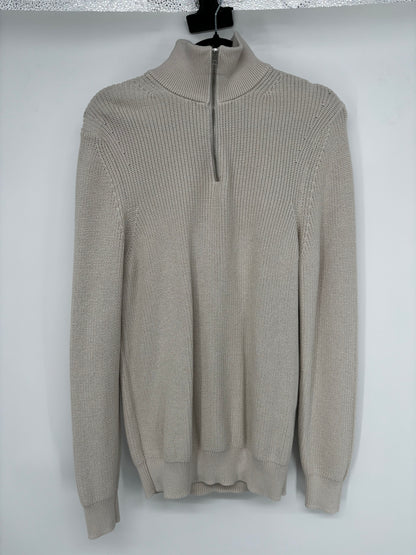 Men’s Beige Turtleneck Fine Knit Sweater – Size M
