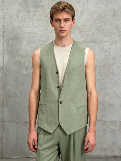 Men’s Green Sleeveless Vest – Estimated Size S–M