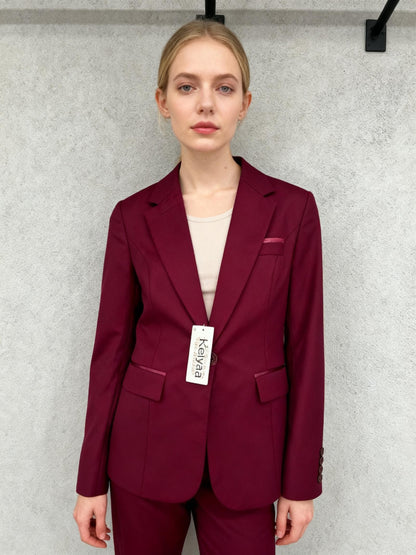 Women’s Burgundy Suit Set – XS (Blazer + Pants)