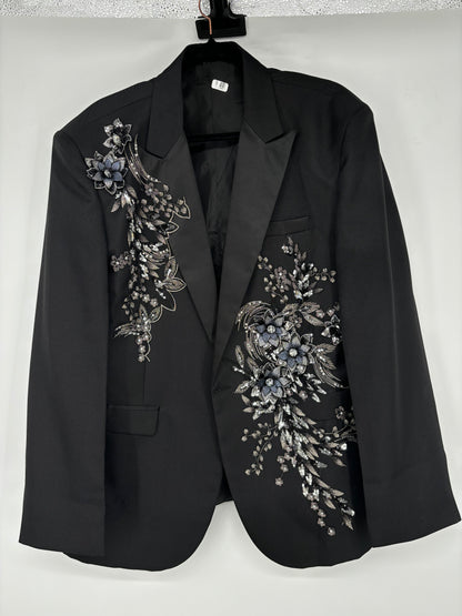 Men’s Black Blazer with Metal Details – Estimated Size L