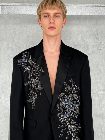 Men’s Black Blazer with Metal Details – Estimated Size L