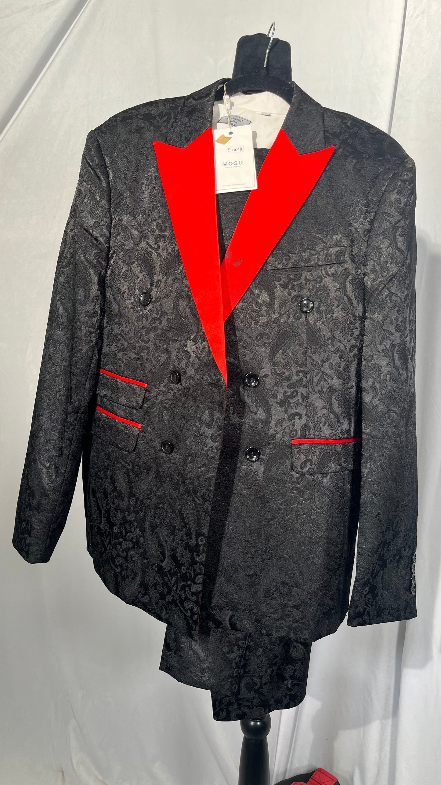Double Breasted Blazer Men Floral Jacquard Blazers Size 40