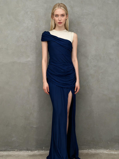 Women’s Blue Off-Shoulder Strapless Maxi Dress – Estimated Size M