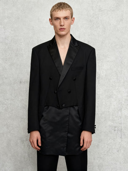 Men’s Black Mid-Length Blazer – Estimated Size L