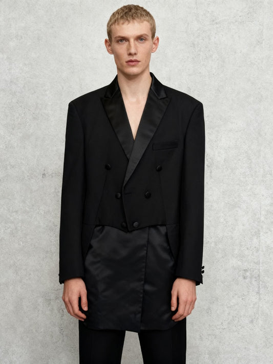 Men’s Black Mid-Length Blazer – Estimated Size L