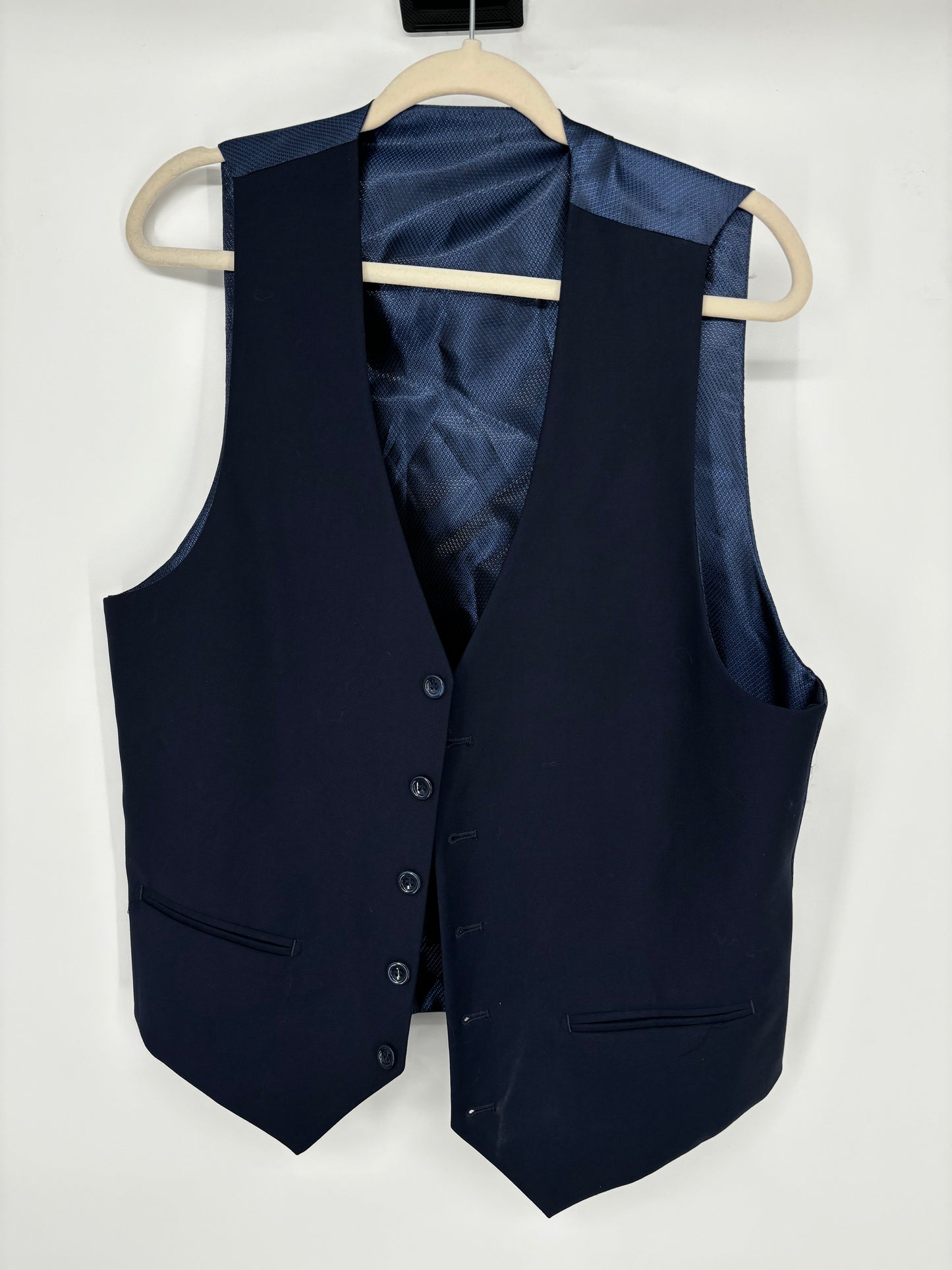 Men’s Navy Blue Suit Vest – Size 40R / W34