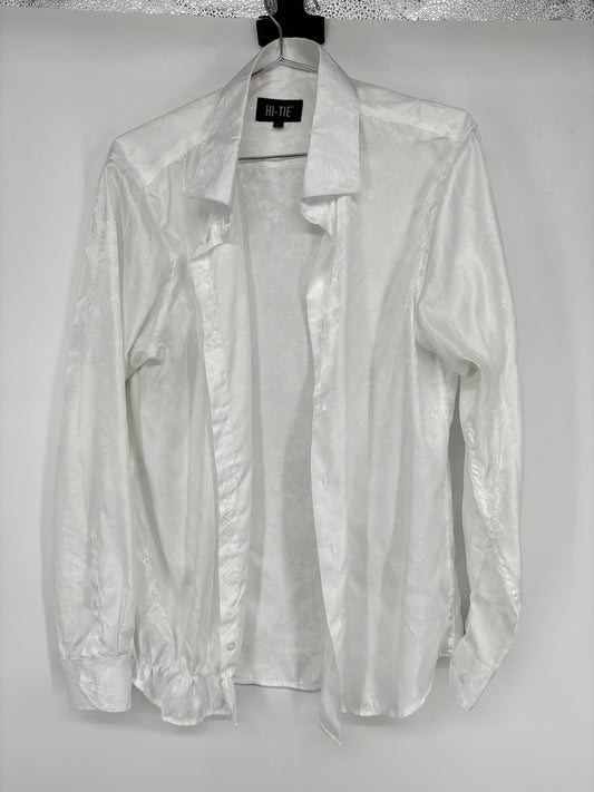 Men’s White Embroidered Shirt – Size M