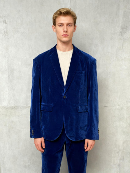 Men’s Blue Velvet Blazer – Size L