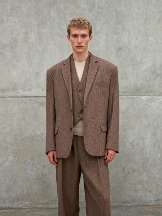 Men’s Brown Blazer And Pants – Size XXL