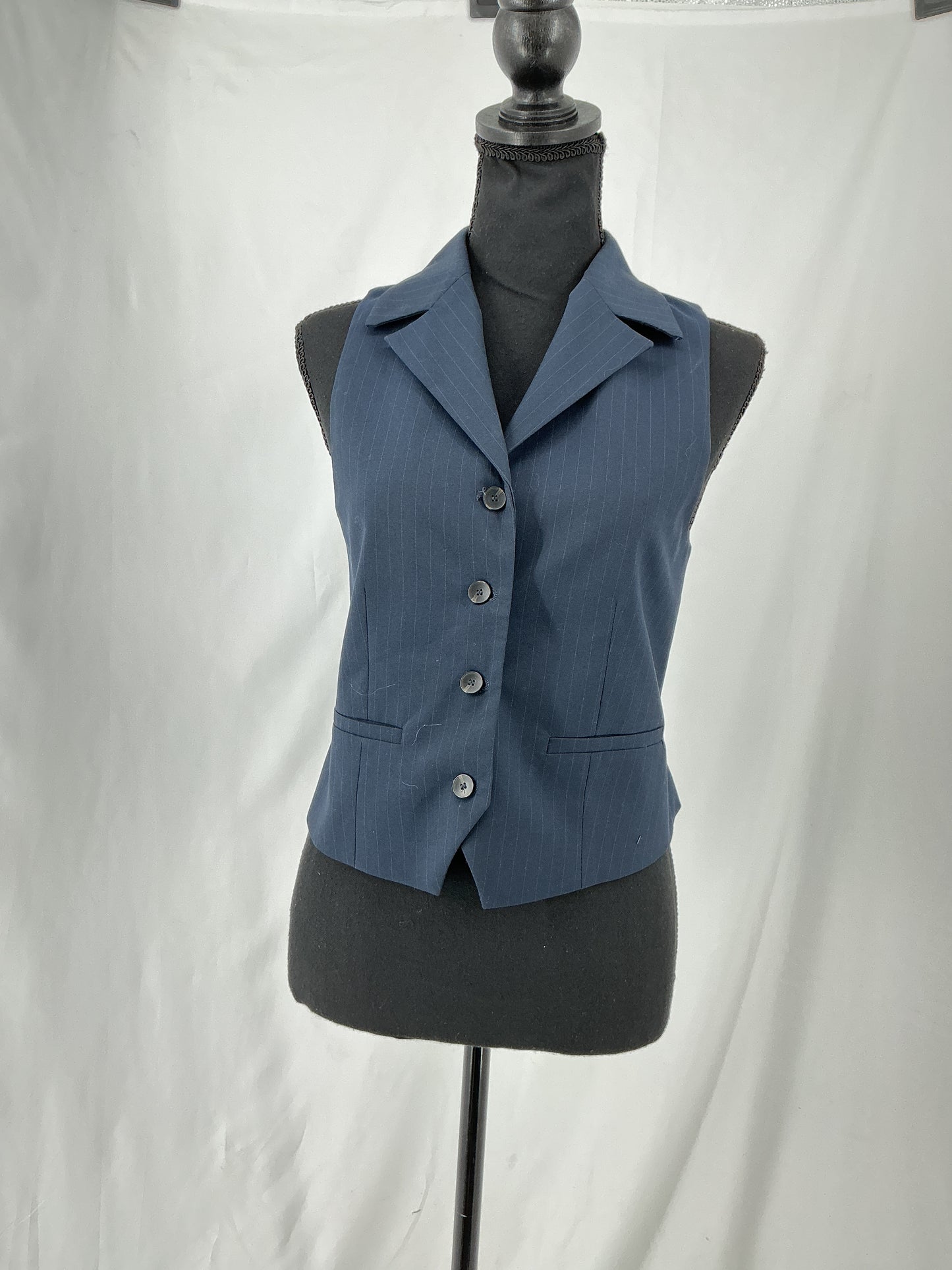 ZARA Navy Blue Button Up Vest Size S