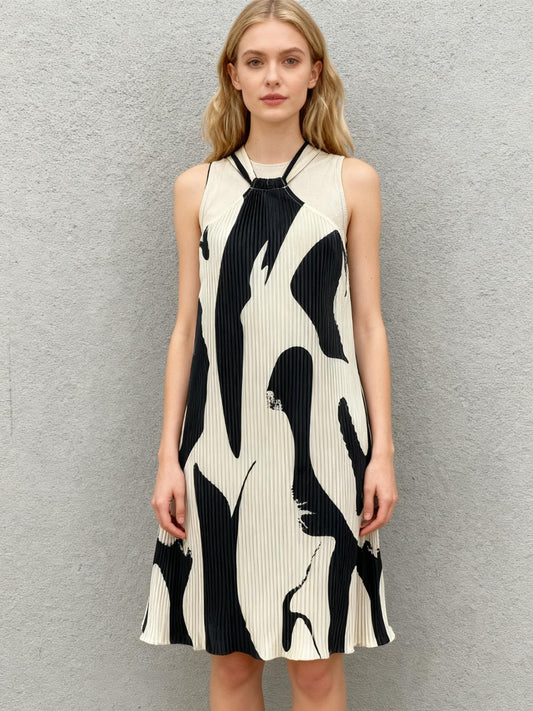 Black White Patterned Dress Size No
