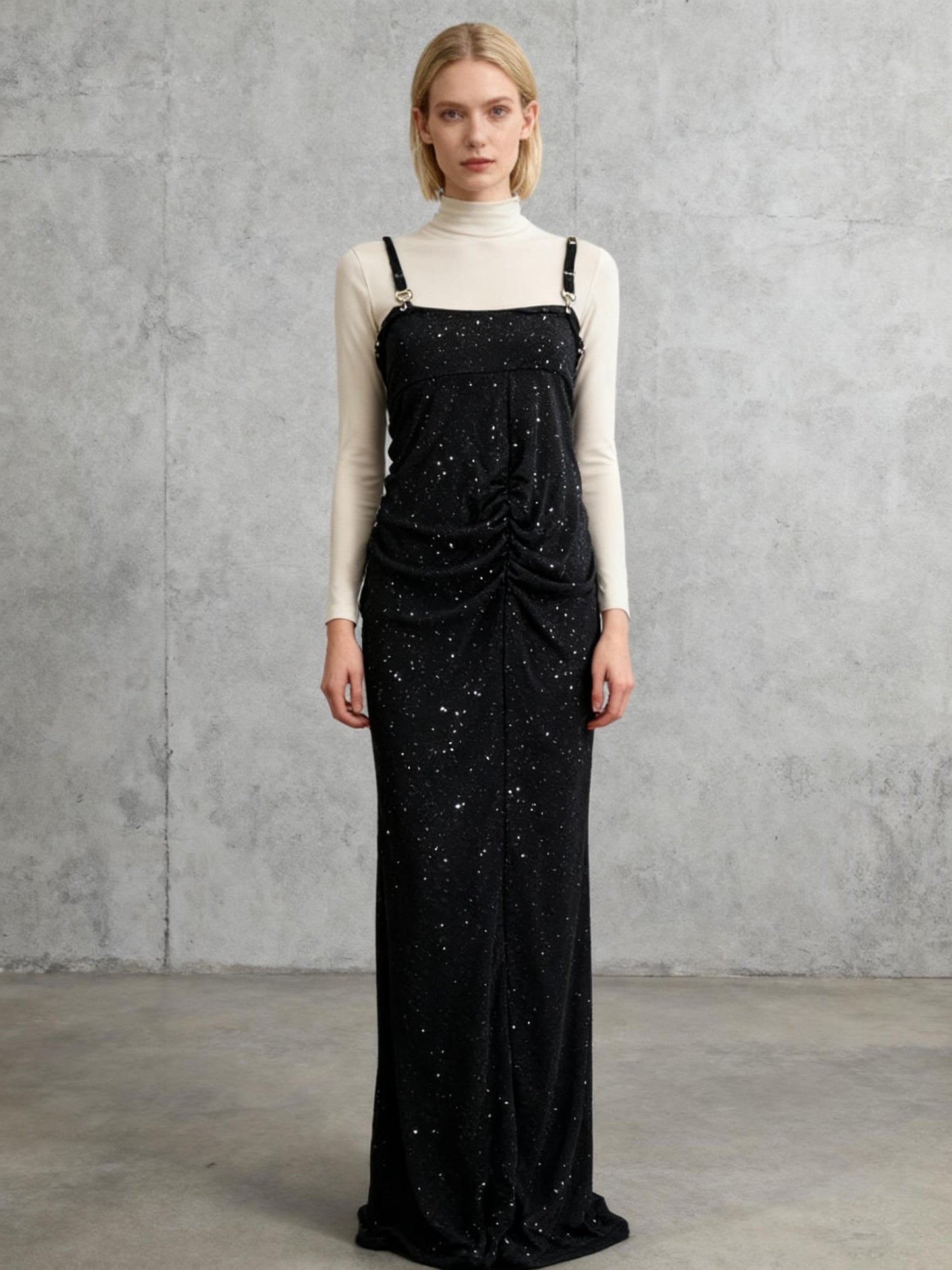 Black Long Dress With Glittery Pattern Size S