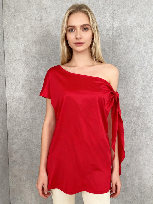 Red One Shoulder Top Size S