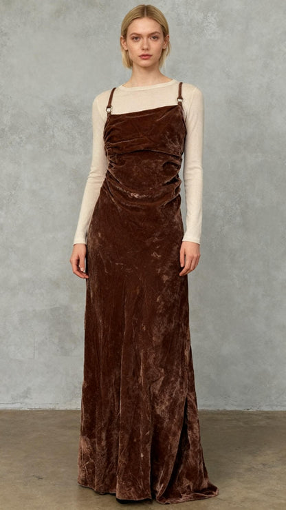 Taylor Womens Velvet Spaghetti Strap Slip Midi DressCasual Dress  Size S