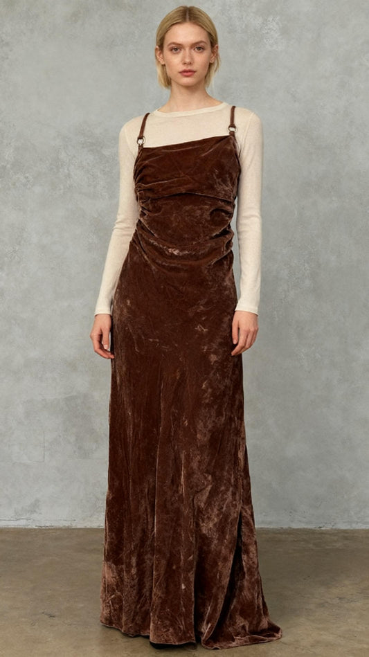 Taylor Womens Velvet Spaghetti Strap Slip Midi DressCasual Dress  Size S