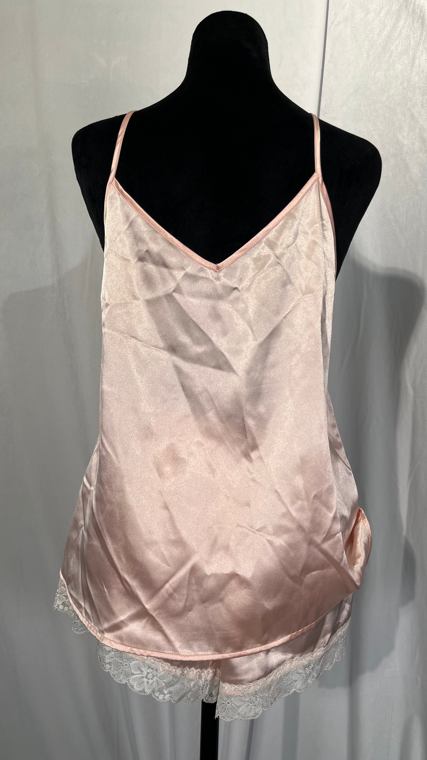 Sexy Women's Pajama Set Spaghetti Strap Top with Pants Nightgown Lingerie Lace Trimmed Short Sleeve Sleepwear Negligee Satin Night Dresses Sleep Dress size S