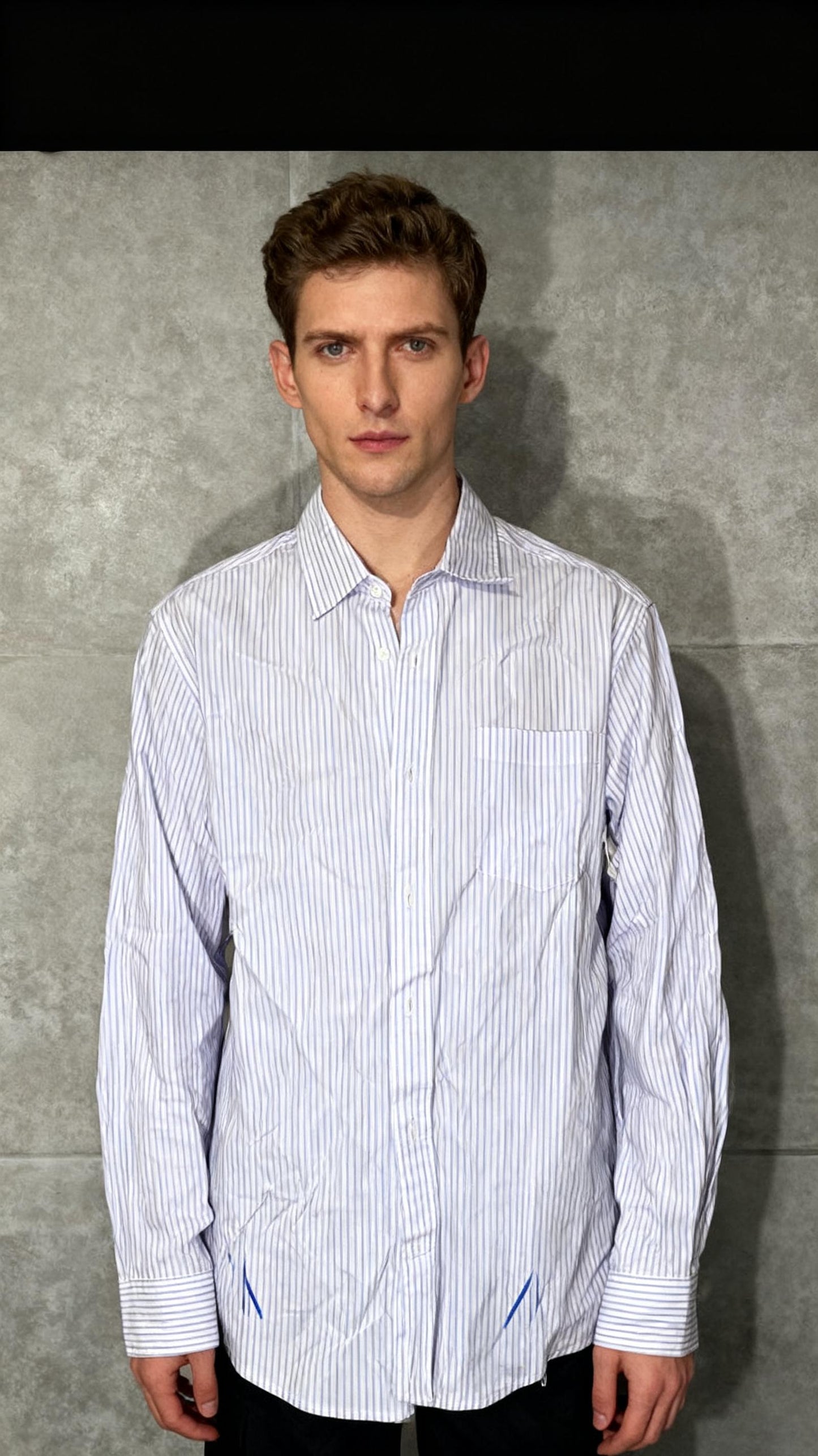 Biagio Men's 100% Cotton Solid Silver Grey Color Dress Shirt w Convertible Cuffs  Size S