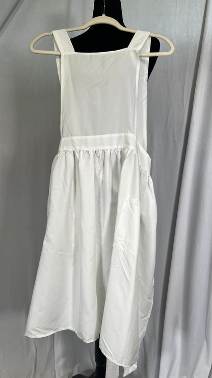 ZALYMOE Womens Cotton Apron with 2 Pockets Cross Back Cooking Pinafore Dress Baking Gardening Works Arpon Mother Gift didn't find size on picture