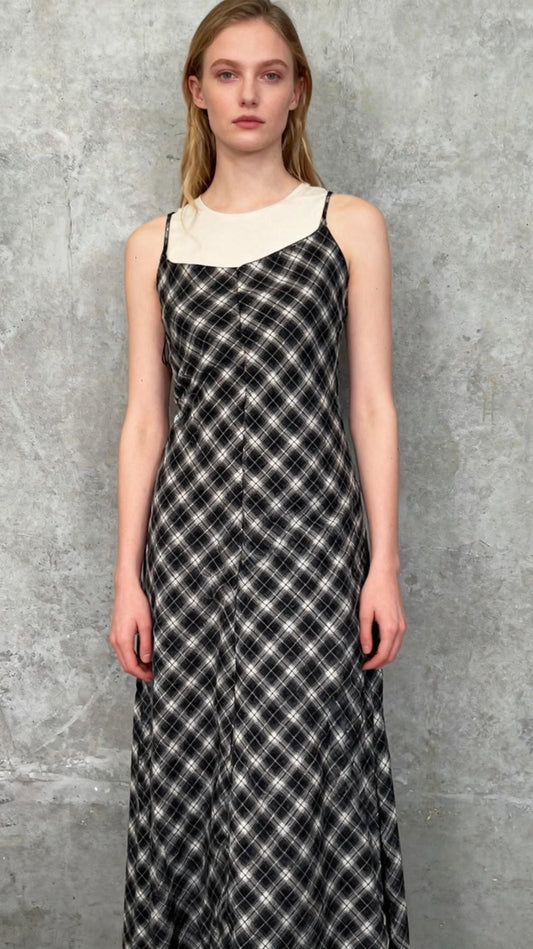 Sleeveless Reversible Quality Checkered Women's Pencil Short DressSize XS