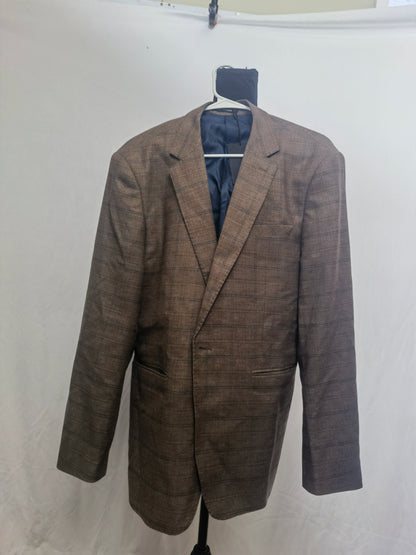 Men's Herringbone Checked Vintage Tuxedos Suit Two Buttons Two-Piece Jacket & Pants Notch Lapel Daily Business size L
