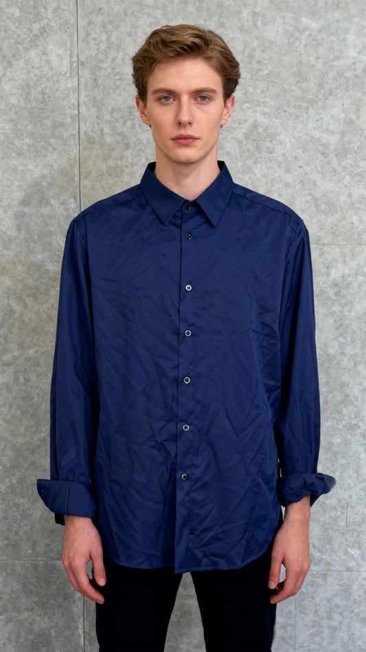 MIOUBEILA Men's Regular-Fit Satin Dress Shirt size M