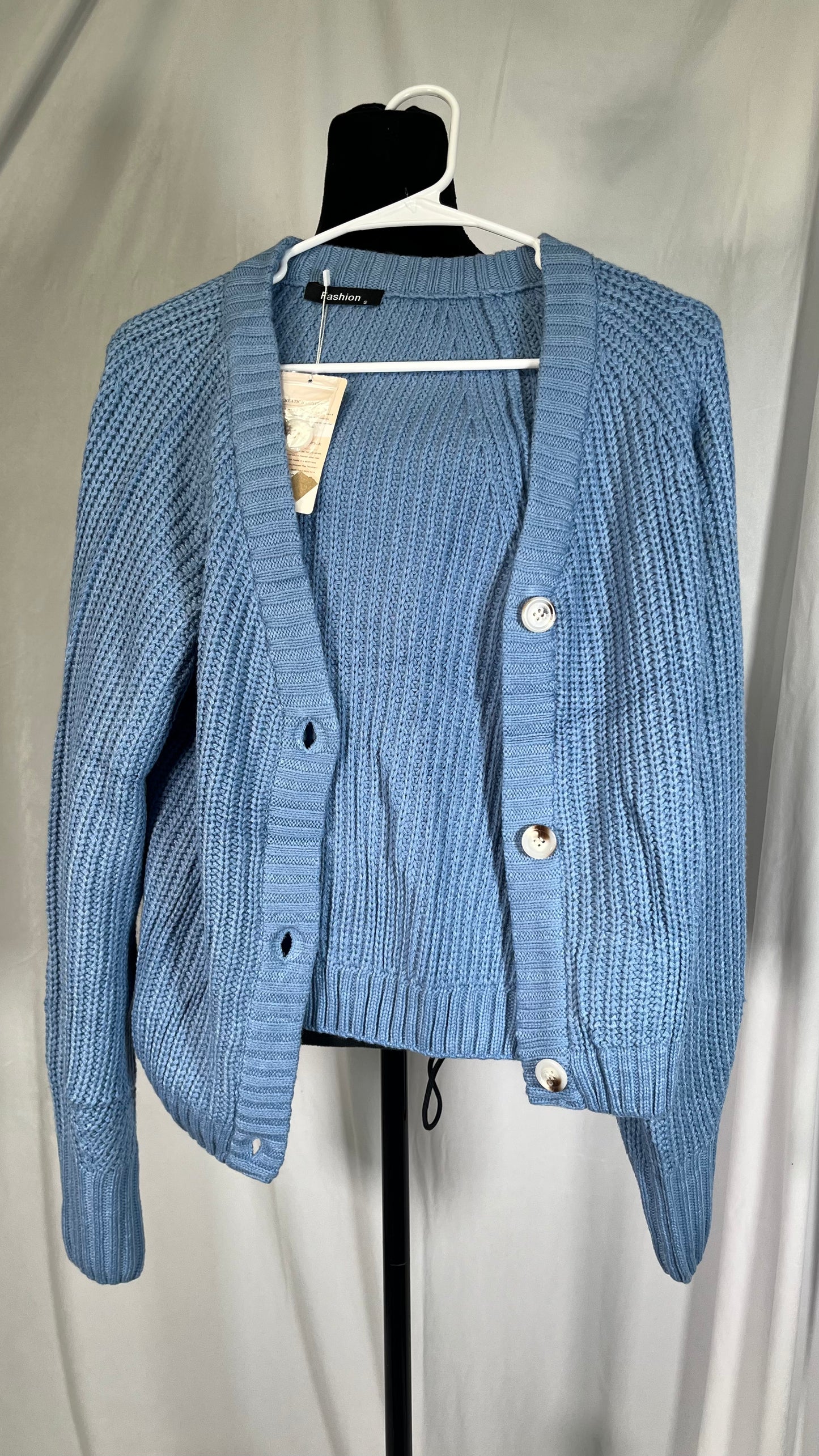 Womens Chunky Cardigan Knit Open Front Sweater Long Sleeve Button Up Cropped Cardigans Sweater Outerwear Coats, Size S