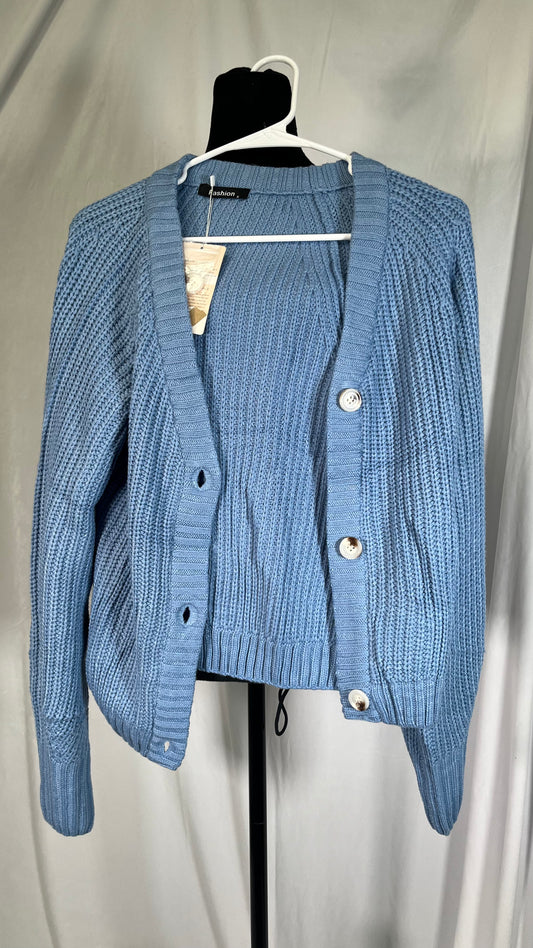 Womens Chunky Cardigan Knit Open Front Sweater Long Sleeve Button Up Cropped Cardigans Sweater Outerwear Coats, Size S