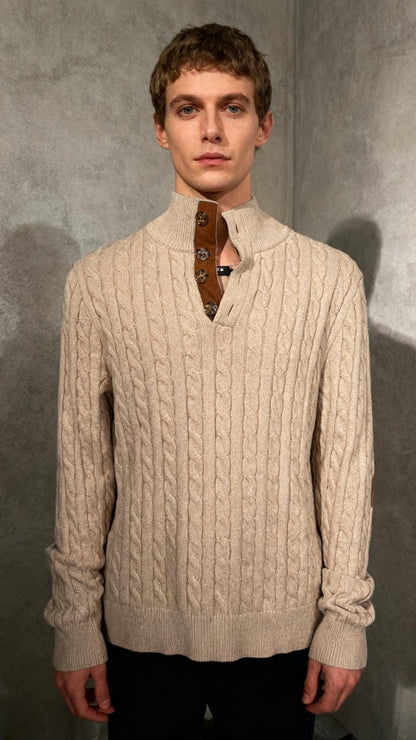 Arshiner Boy's Cable Knitted Sweater Half Zip Lightweight Casual Pullovers for Kids 2-11 Years Size M