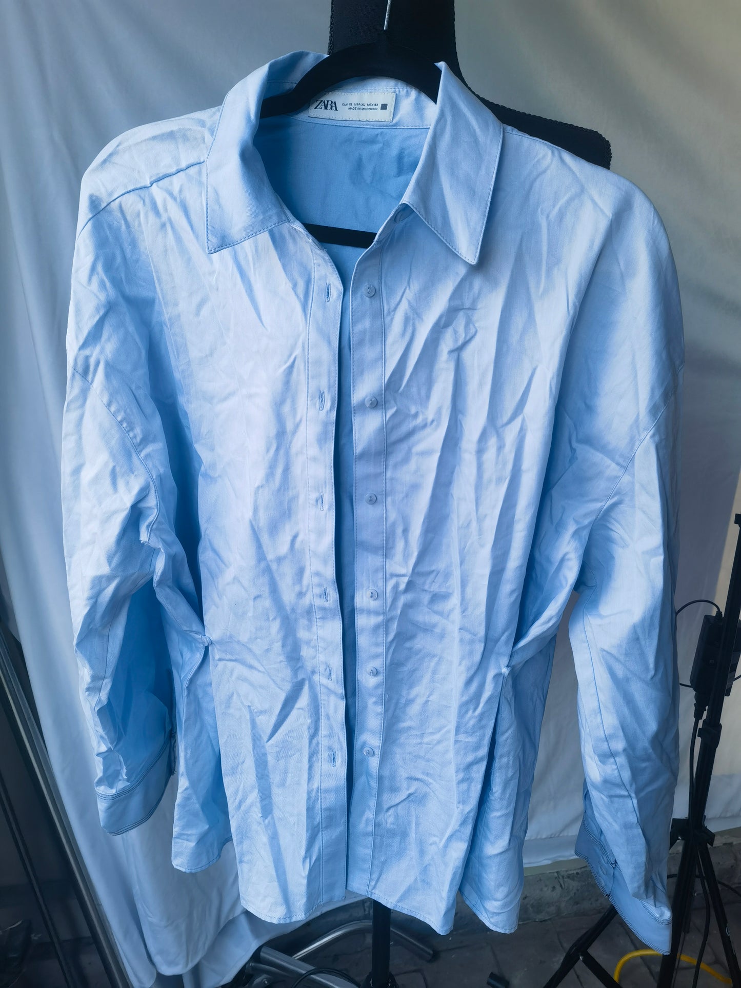 J.Ver Men's Dress Shirts Solid Long Sleeve Stretch Wrinkle-Free Formal Shirt Business Casual Button Down Shirts, Blue size XL